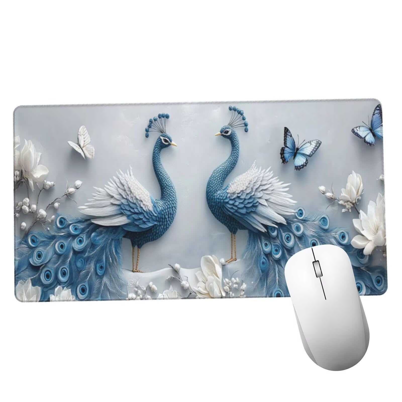 Podkładka pod mysz dla par XXL paw mata na biurko 1600 x 800 x 3 mm zmywalna podkładka do gier do laptopa, z antypoślizgową gumową podkładką dla graczy, PC, pracowników biurowych Y523