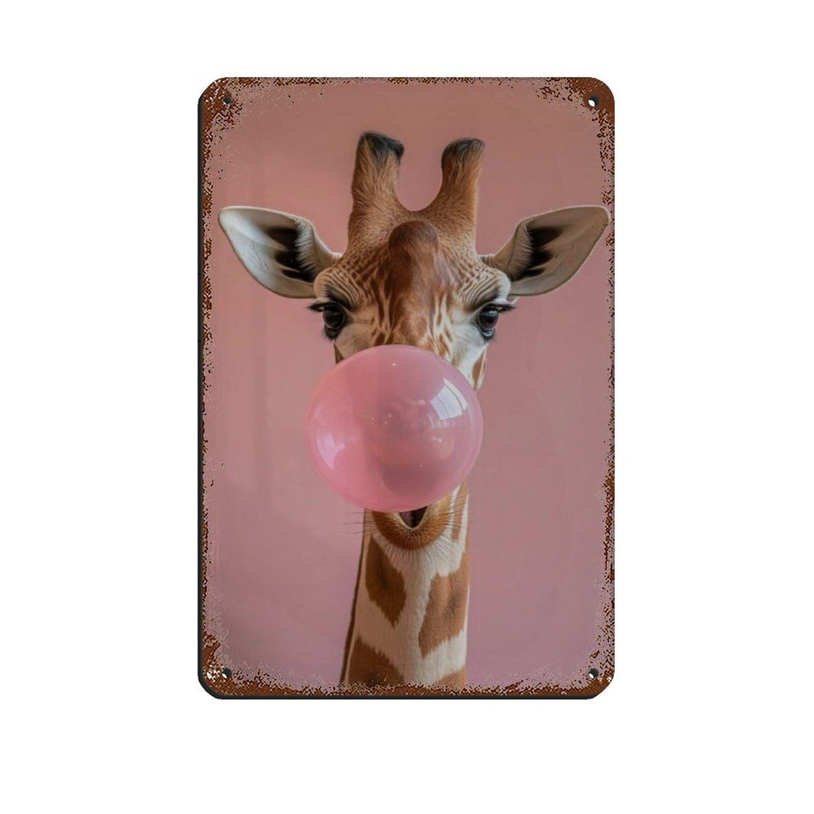 Lxwnze 20L X 30W Cm Quirky Giraffe Animal-Themed Home Decor Tin Sign Vintage Metal Pub Club Cafe Bar Home Wall Art Decoration Poster Retro 8X12inch(20X30cm)