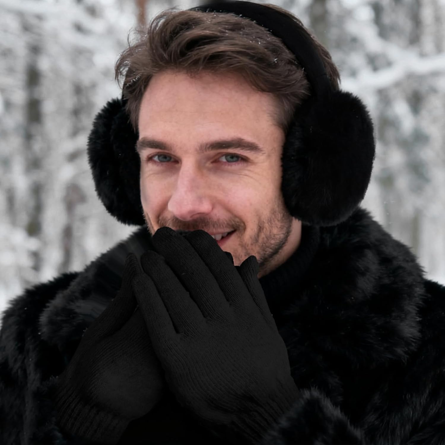 choyaxo Winter Ear muffs Set Including Fluffy Earmuffs Hat Gloves Cold Weather - Image 4