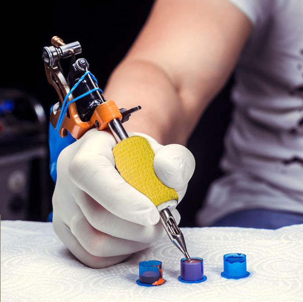 Tattoo Grip Cover Wrap,16PCS Disposable Cohesive Tattoo Grip Cover Elastic Bandage Handle Grip Tube for Tattoo Machine Tattoo Grip Accessories(Phosphor Pink+Yellow)