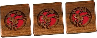 فوميز. 3 قطع مراة خشبية رائعة، مراة محمولة للنساء، مراة مكياج عتيقة، مراة مكياج معدنية