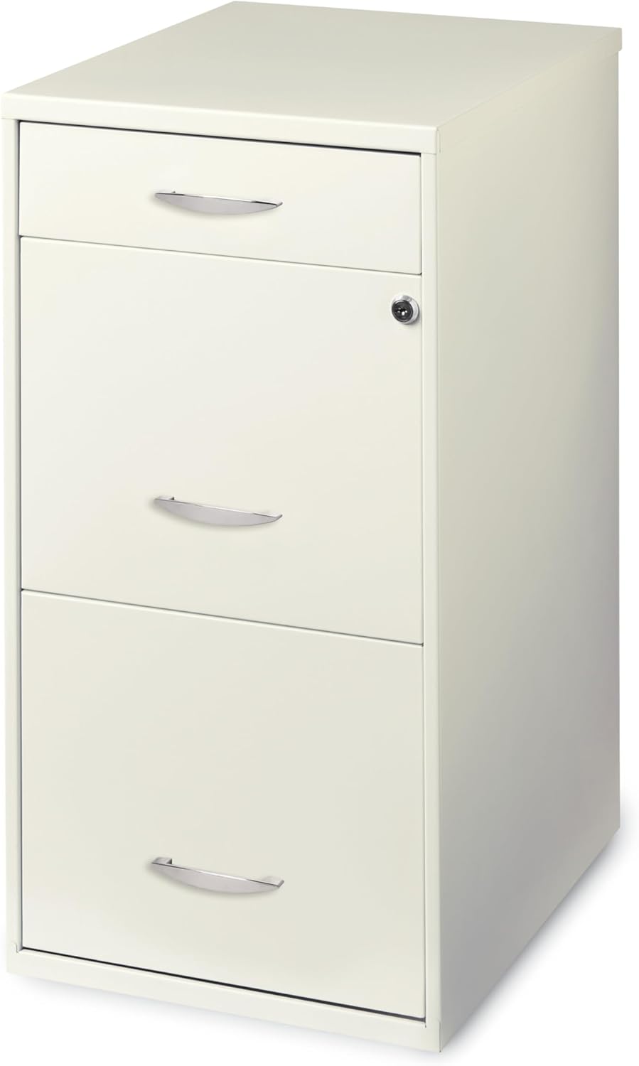 Hirsh Industries Space Solutions Metal 3 Drawer File Cabinet with Pencil Drawer Pearl White