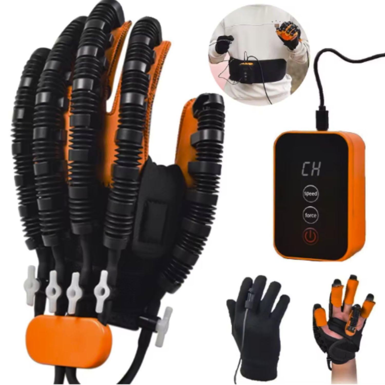 Rehabilitation Robotic Gloves, Finger Function Training Device, Robotic Training Gloves for Hands, Finger Exerciser, Finger Separation Trainer for The Elderly, Post-Surgery Training (L, Left Hand)-image-0