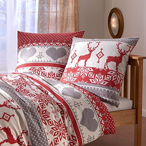 Traumschlaf Feinflanell Bettwäsche Hirsch im Weihnachtsstil – warme...