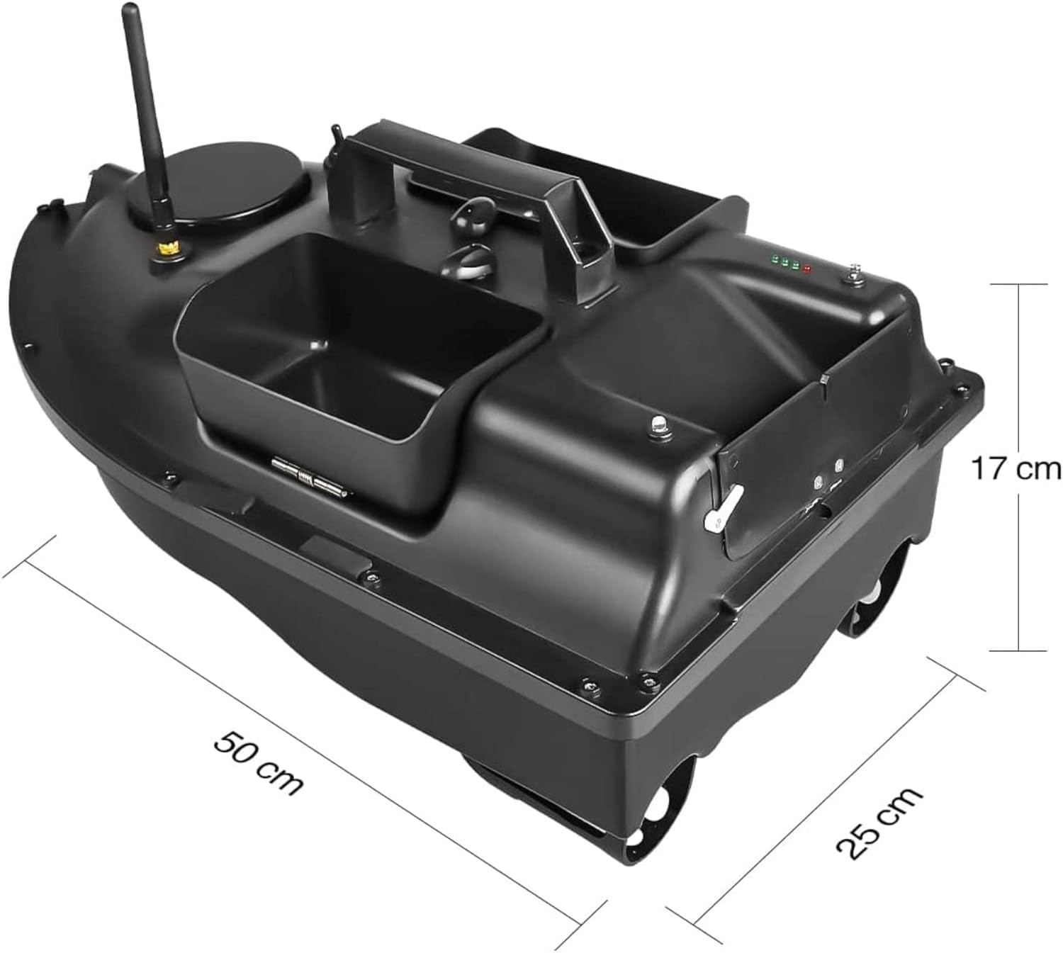 500m GPS Pesca Esca Barca con 3 Catapulta Tipo Bait Hoppers Carp Fishing Bait Boat Carp Hook Post Boat, Fish Finder con Sensore Sonar, Black Boat