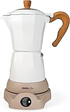 Jocca - 6 Cup Electric Italian Coffee Maker | Nature Line | White | 360º Rotating Base | Keeps Coffee Hot