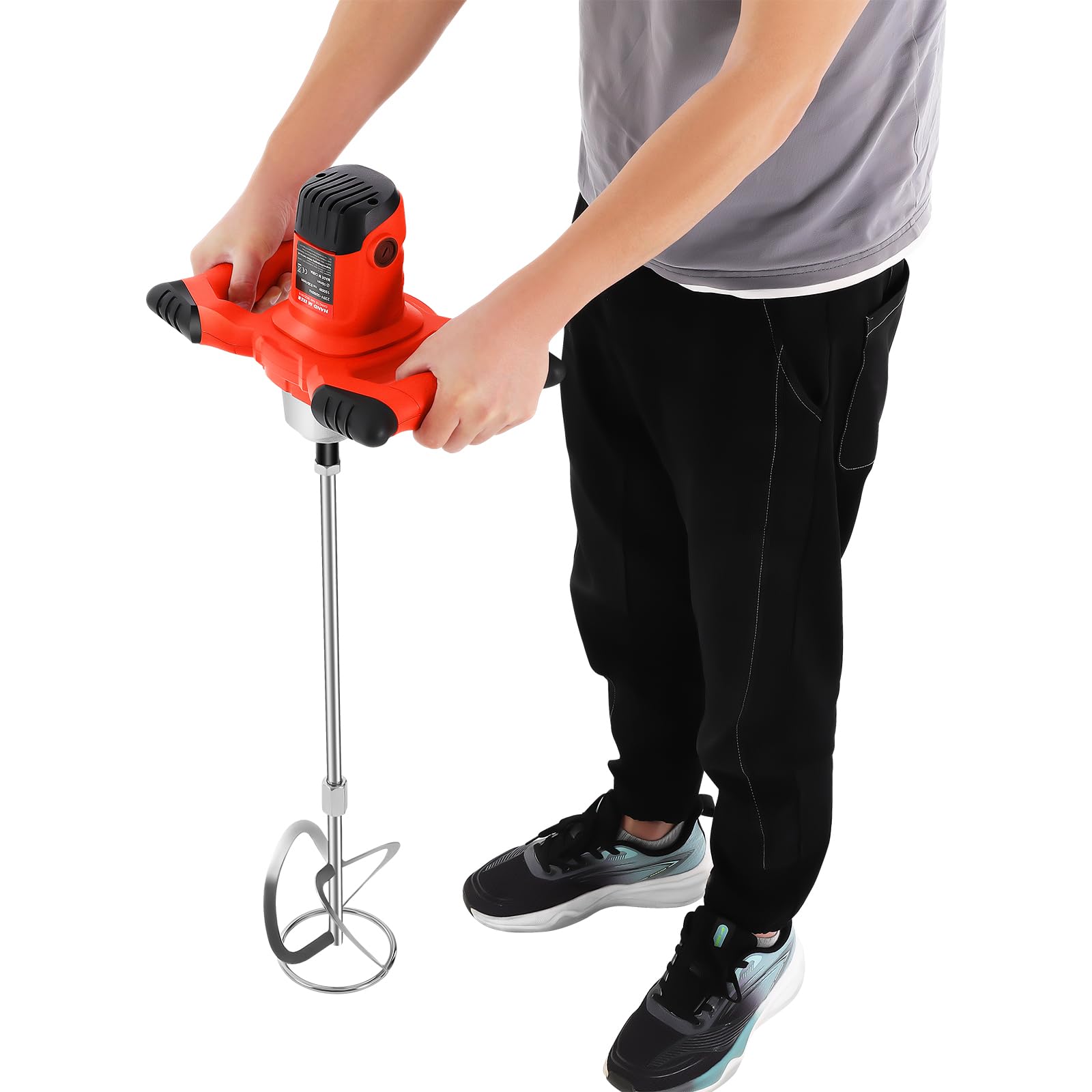 Mélangeur de mortier 1500 W - Mélangeur à béton - 6 vitesses - Électrique - Ergonomique - Batteur professionnel - Pour mélanger ciment, mastic - Couleur