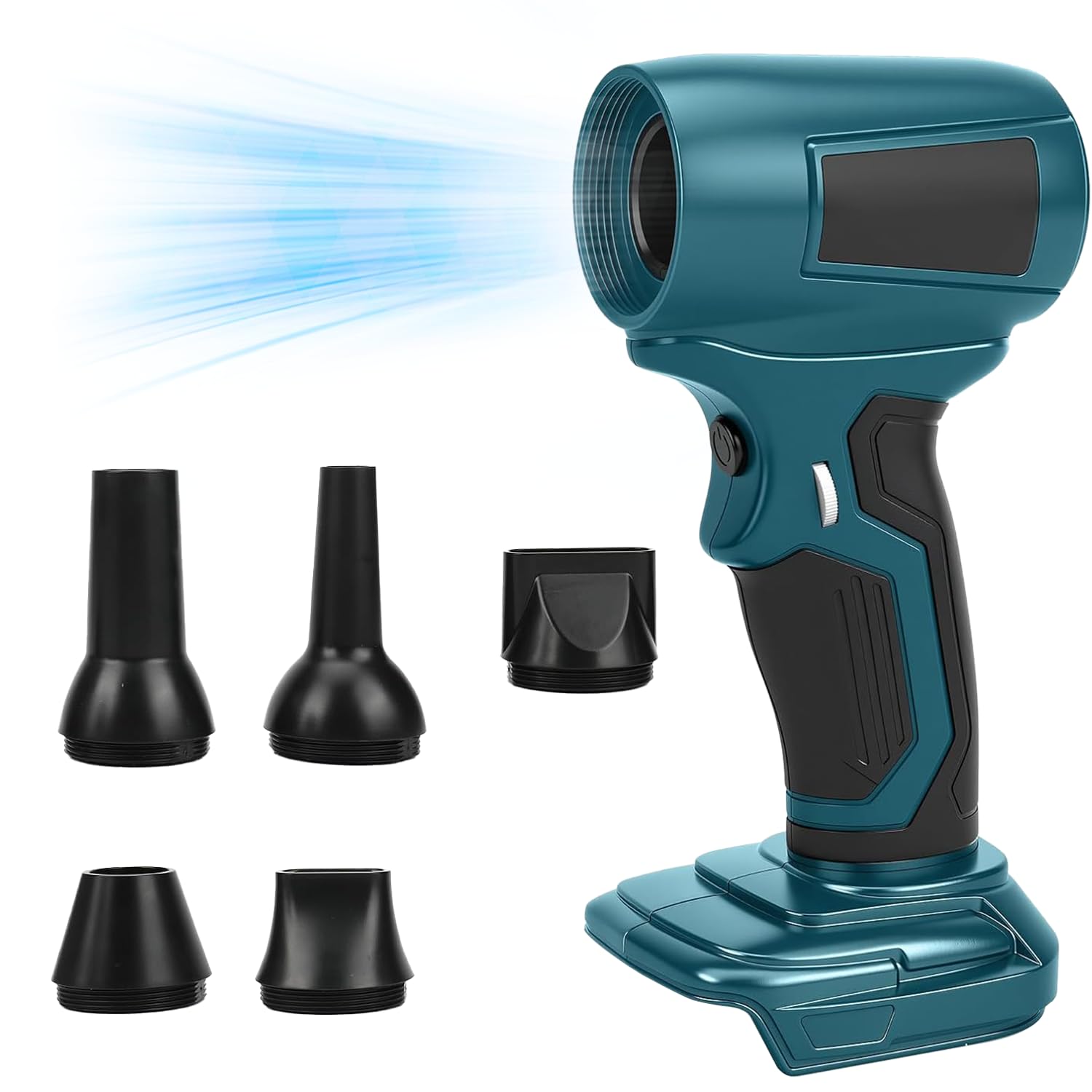 Soplador compatible con baterías Makita de 18 V, mini soplador de hojas con 5 boquillas, velocidad de aire de 30 m/s, motor sin escobillas de 130000 rpm, soplador de hojas portátil para eliminar hojas
