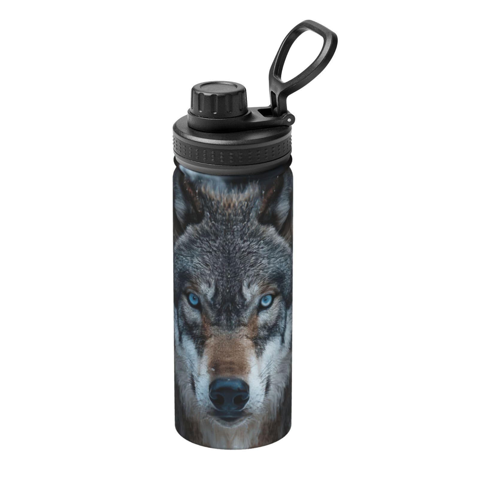 Kfjghhl Insulated Stainless Blue Eyes Wolf Steel Water Bottle For Sport Gym Travel Leak Camping Hiking Hydration