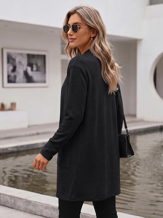 LILLUSORY Womens Lightweight Open Front Long Cardigan Layer Fall Clothes