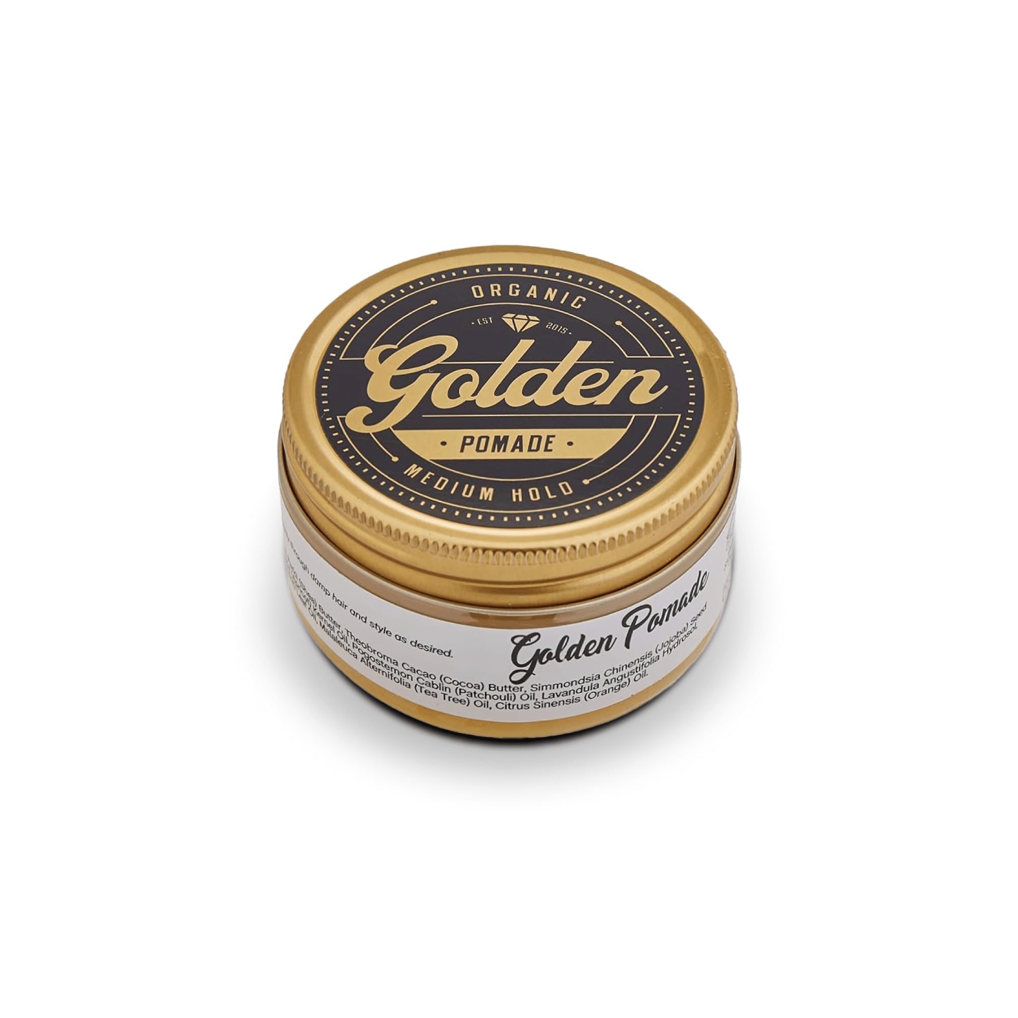 Golden Beards Organic Hair Pomade – 3.3 oz – Natural Styling Cream with Medium Hold & Matte Finish – Handmade, Vegan & Cruelty-Free Hair Grooming