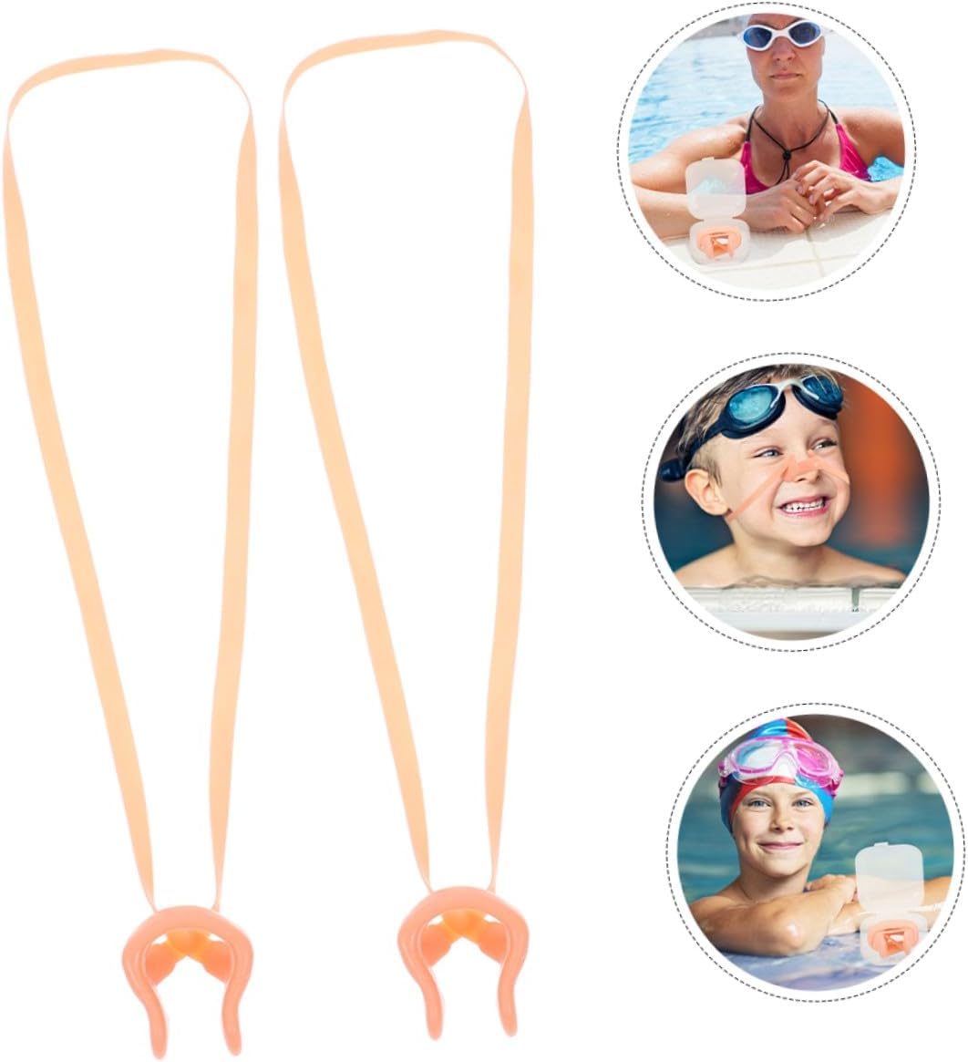 8pcs Soft Emulsion Swim Nose Clips with Antiloss Strap Nose Protector for Swimming Training and Competition Preventing Water Entry for Adult Swimmers