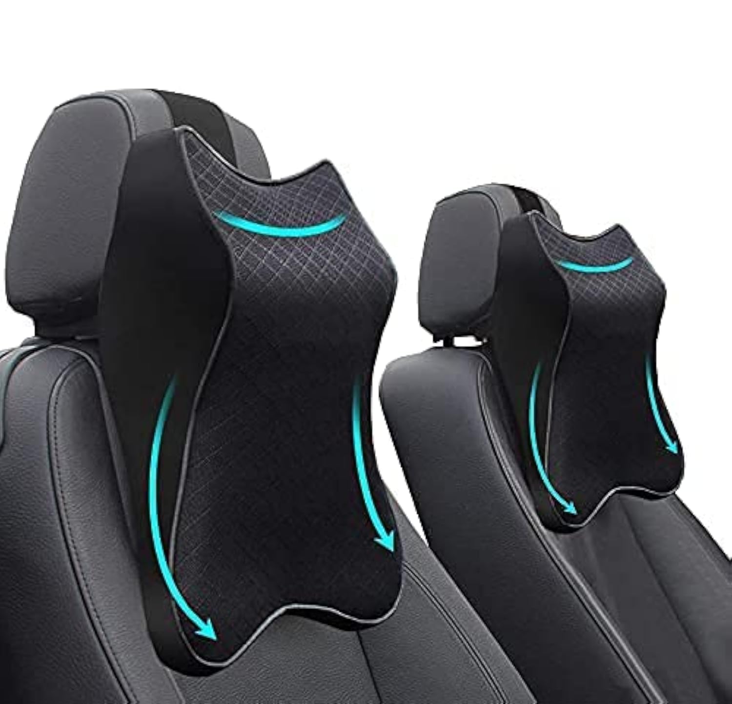 ELISCO Car Neck Rest Pillow | Memory Foam Car Seat Neck Rest Cushion | Neck Pillow for Car | Head Rest for Car | Neck Support Pillow for Car | Black | Medium Size 12" x 10" | Pack of 2-image-48