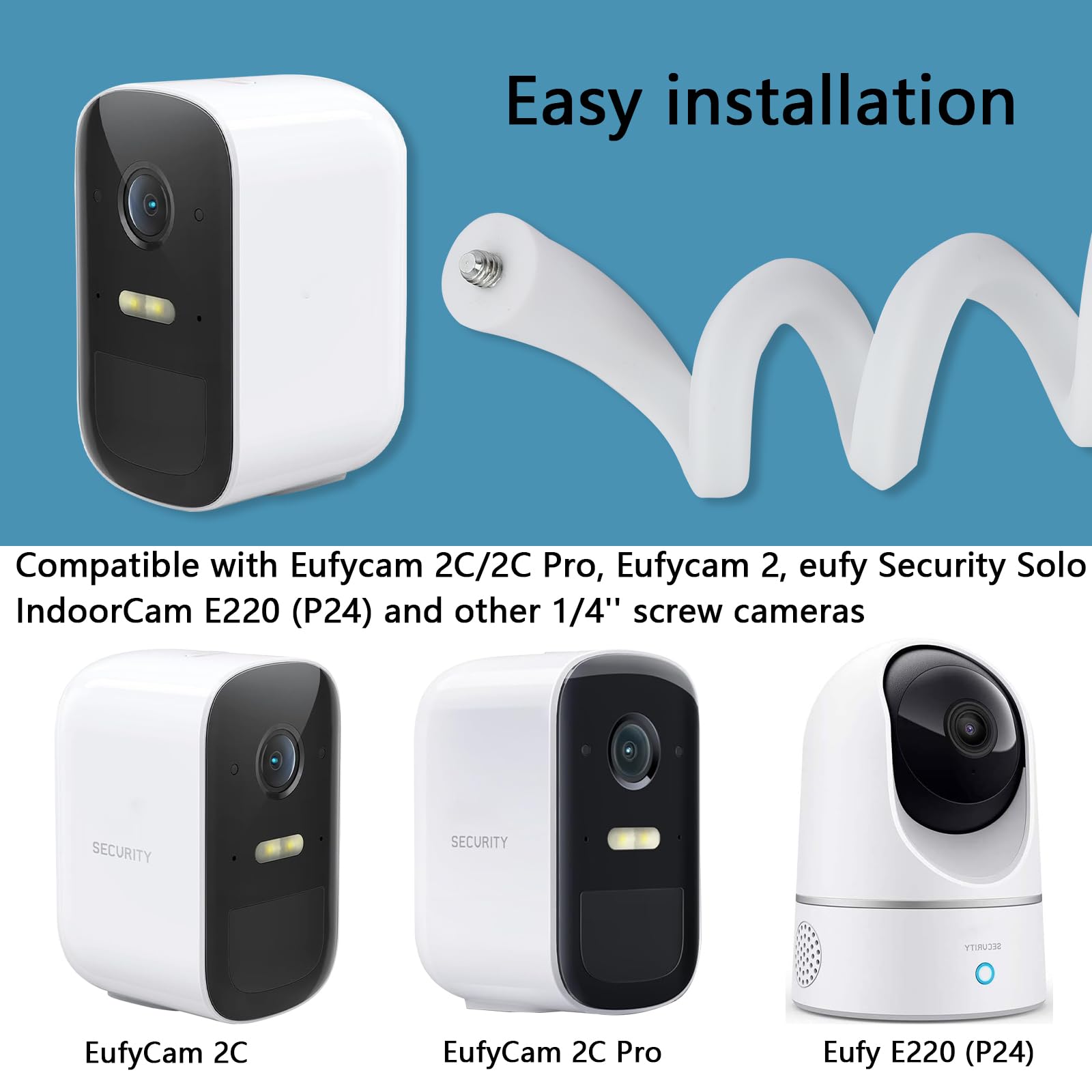 2 Pack Camera Mount Bracket Compatible with EufyCam 2C/2C Pro, Eufy Security IndoorCam E220 (P24), Arlo Pro 4 Pro 3 Pro 2 - Image 2