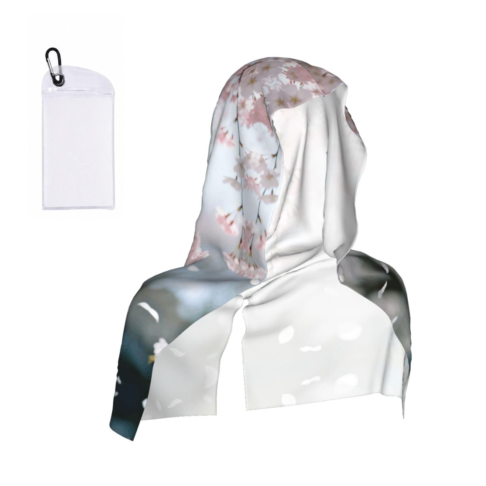 CNTDBU Cherry Blossom Branch Cooling Towel Hooded-Instant Chill Neck Cover for Sports, UV Cooling Rag for Running Gym