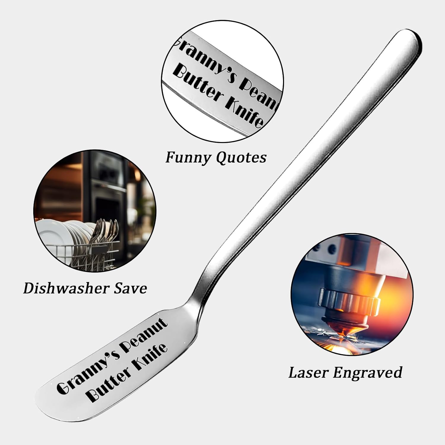 Funny Granny's Peanut Butter Knife, Personalized Engraved Peanut Butter Spreader Cheese Knives, Novelty Anniversary Christmas Gifts for Sandwich Bread Toast Butter Lover