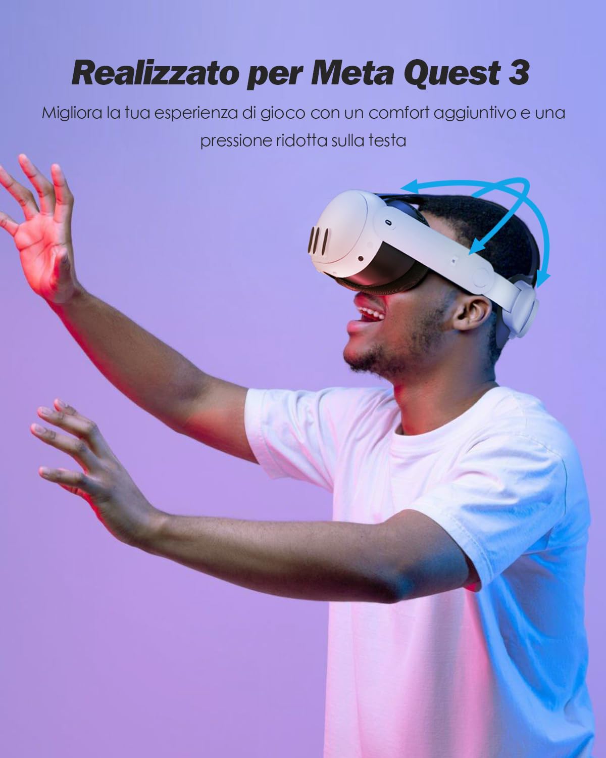 SUPERUS Cinturino per Testa per Meta Quest 3S/Quest 3 - Head Strap Sostitutiva per Quest 3S/Quest 3, VR Accessori per Meta Quest 3S/Quest 3 - Comfort Migliorato, Riduzione della Pressione sulla Testa