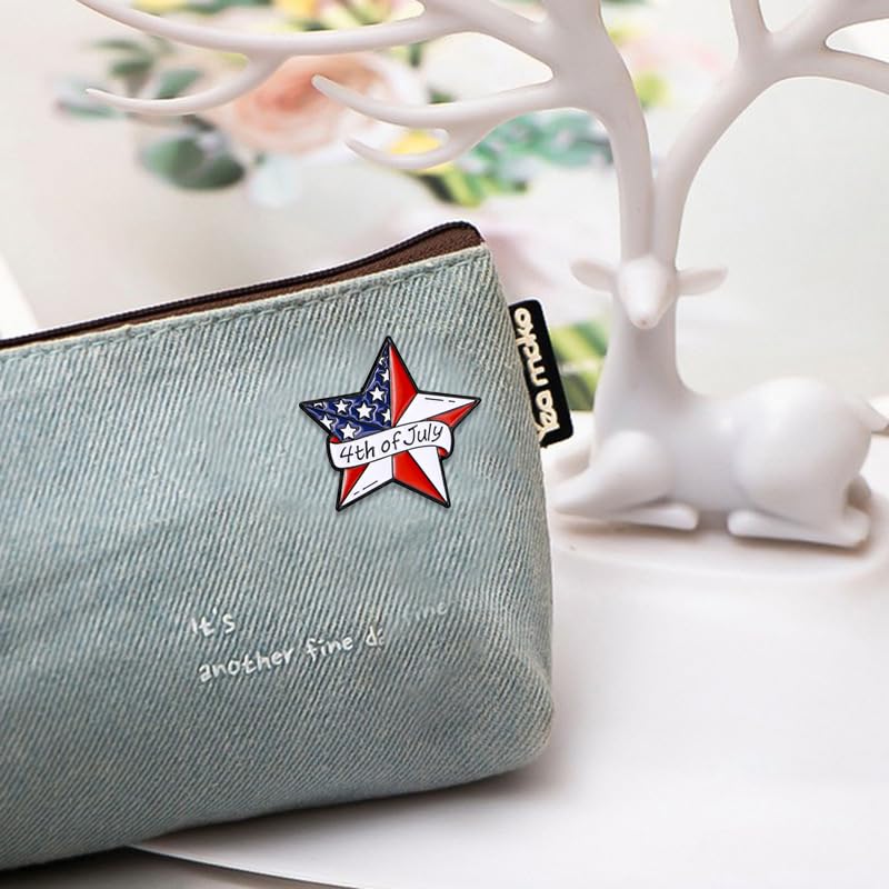 Image of 1-4Pcs Independence Day Badge Pins Brooch for Men Women 4th of July White Blue Red USA American Flag Lapel Pins American Star Pins Patriotic Brooch Jewelry