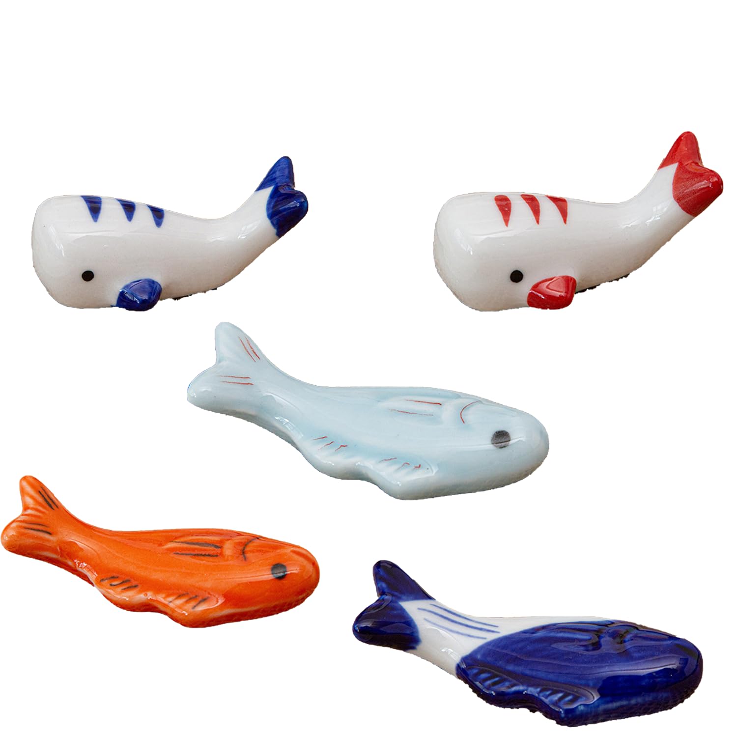 Porta bacchette in ceramica a forma di pesce, cucchiaio