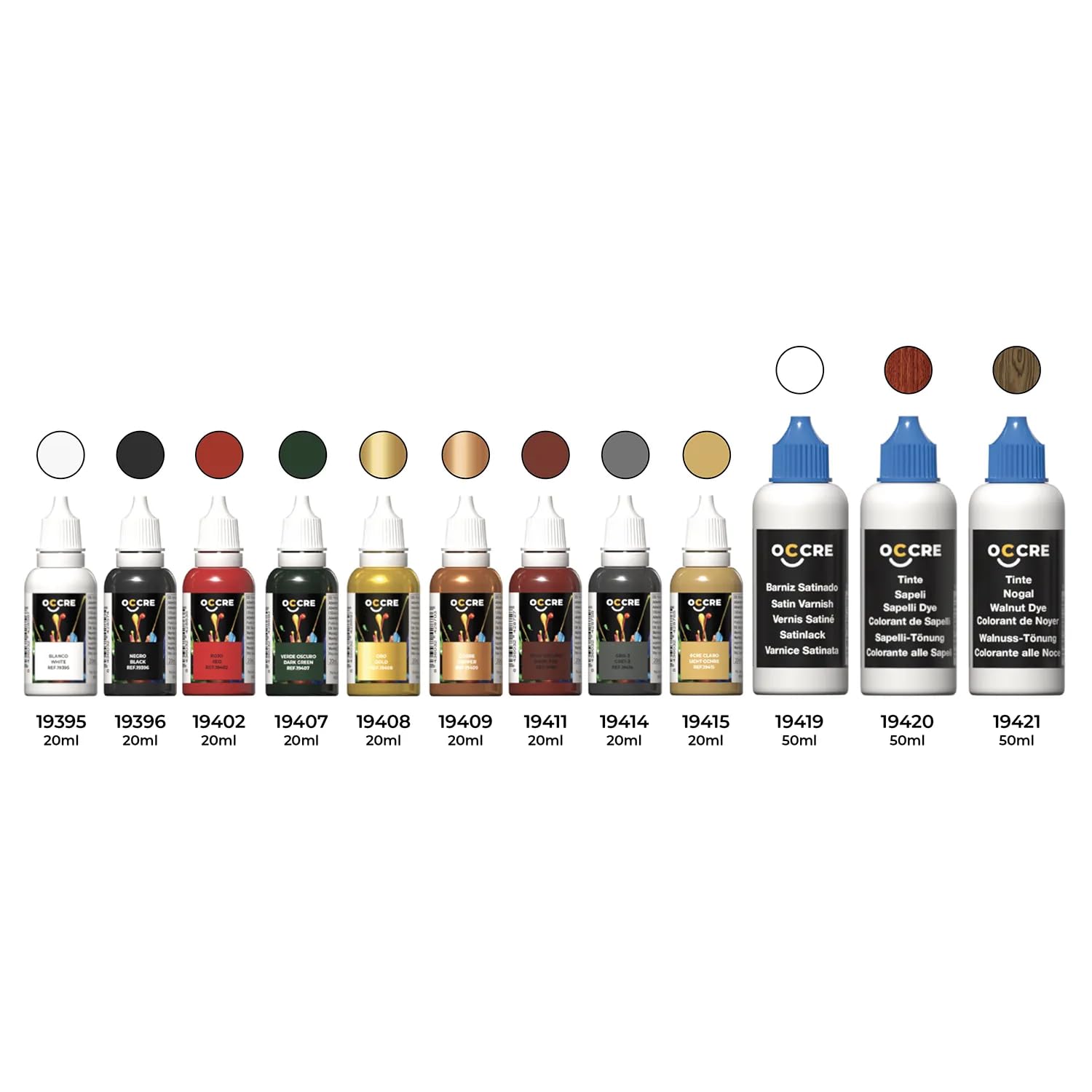 Occre, 12 Bottles Acrylic Paint Set for Modeling Amerigo Vespucci Wood Surfaces