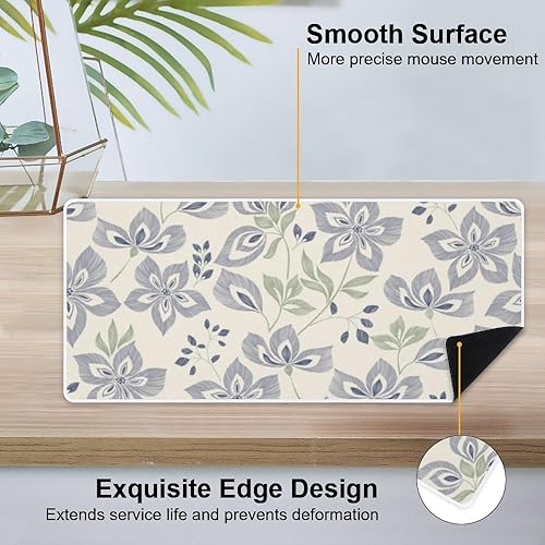 Miniatura 4 de Vintage Light Blue Floral Pattern for Spring Mouse Pad Large Gaming Mousepad with Non- Slip Rubber Base Smooth Face Big Mousepad Alfombra para Mouse