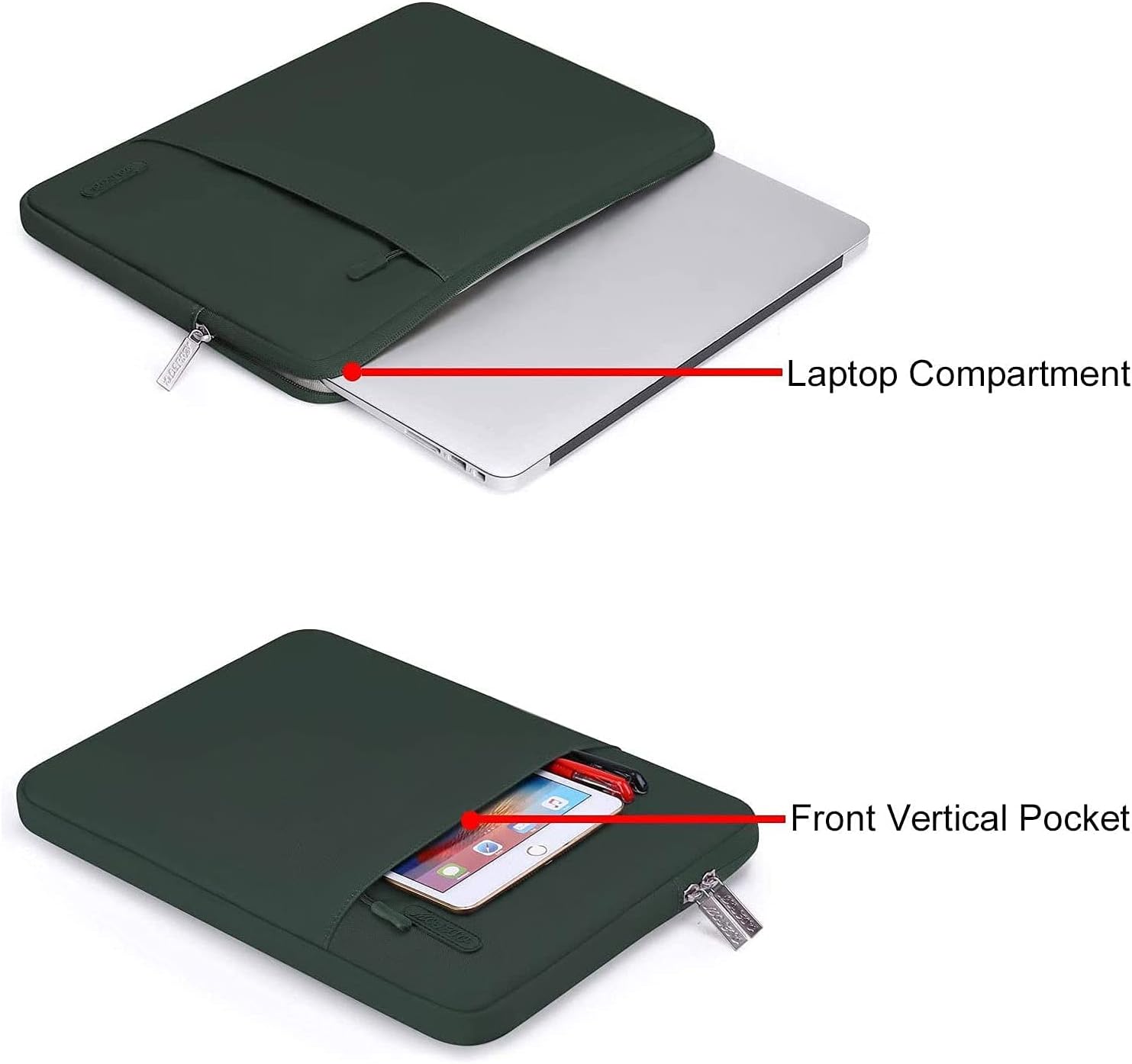 MOSISO Compatible with MacBook Air 13 inch Case 2022, 2021-2018 Release A2337 M1 A2179 A1932, Vertical Sleeve Bag&Plastic Hard Case&Keyboard Cover&Screen Protector&Storage Bag, Midnight Green