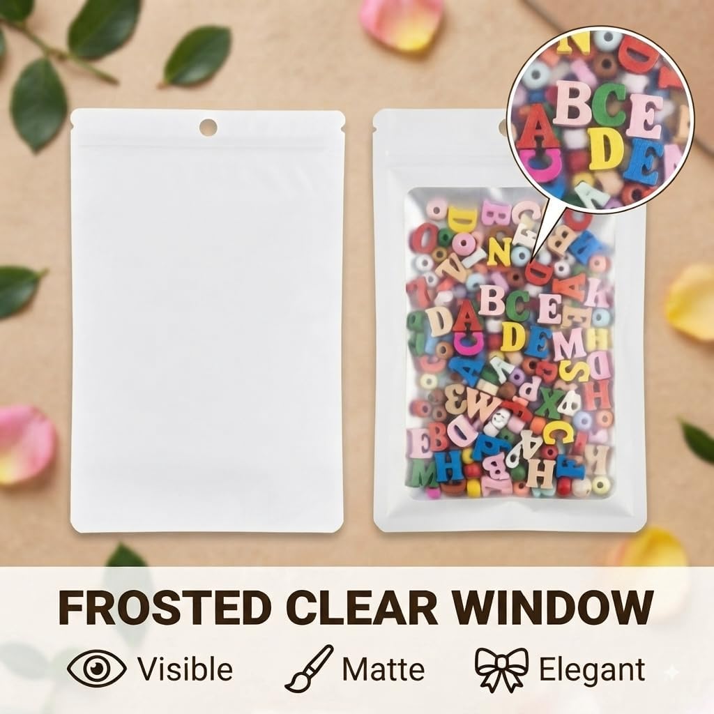 100 Pcs White Zipper Bags for Food Storage and Small Business(4.7x7.9 inch) image 4
