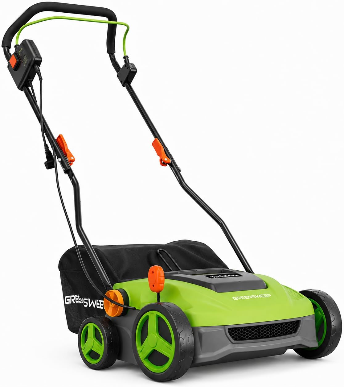 GreenSweep TurfoMax 2025 | Artificial Grass Electric Turf Sweeper, 5 Adjustable Height Settings, Foldable Handle, Collection Bag Included, Restores Flattened Turf & Removes Debris
