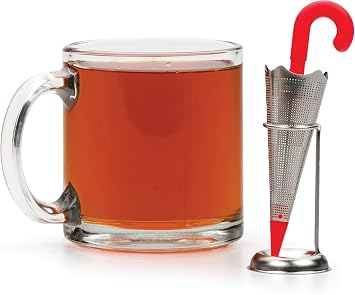 RSVP International Novelty Leaf Tea Infuser / Strainer يشمل حامل التنقيط ، مظلة / موقف ، 1.25 × 5
