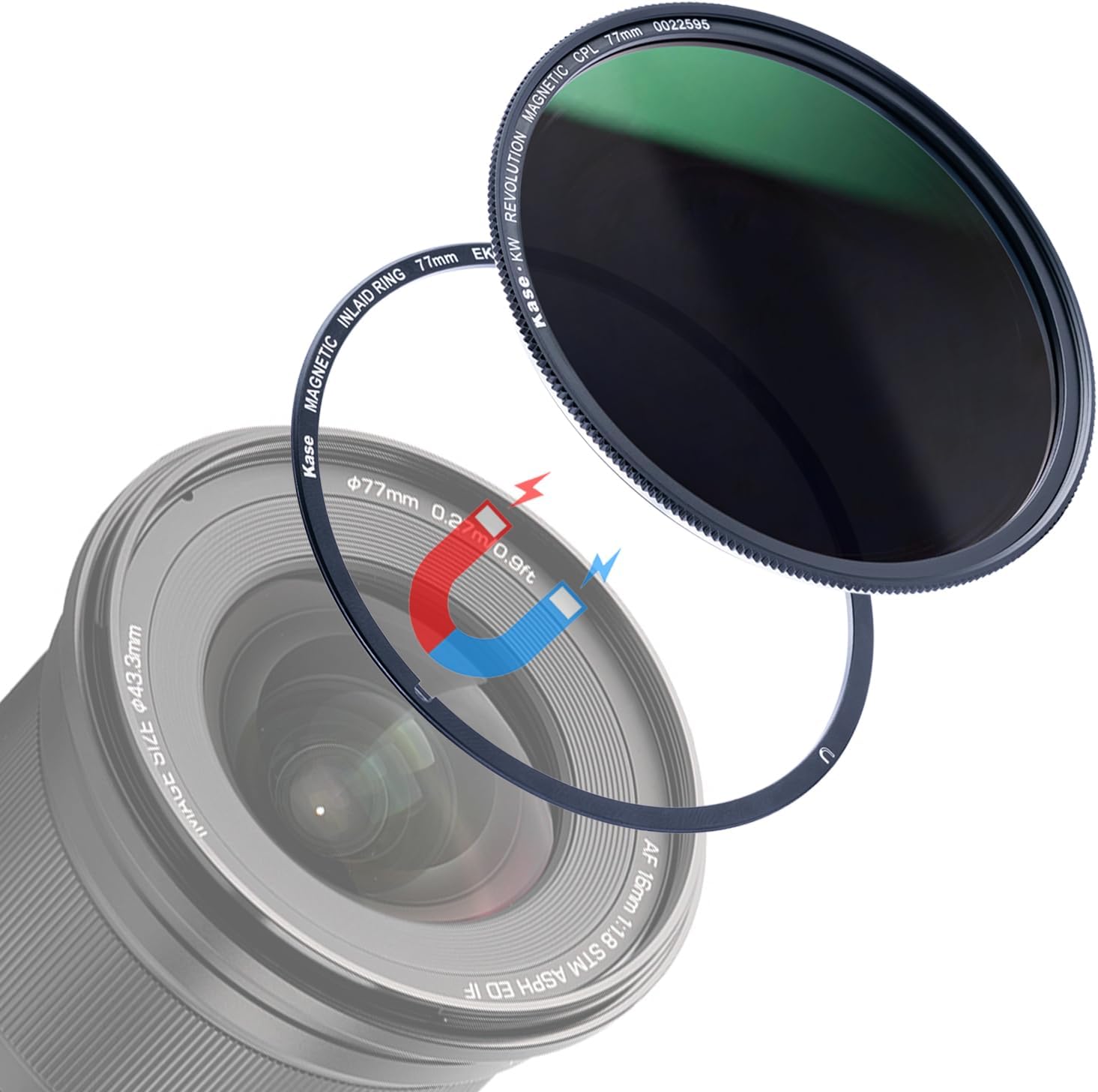 Kase 82mm Wolverine Magnetic CPL Filter with 82mm Lens Adapter Ring for Camera Lens,Shockproof Tempered Optical Glass & HD Multi Coated Circular Polarizer Filter