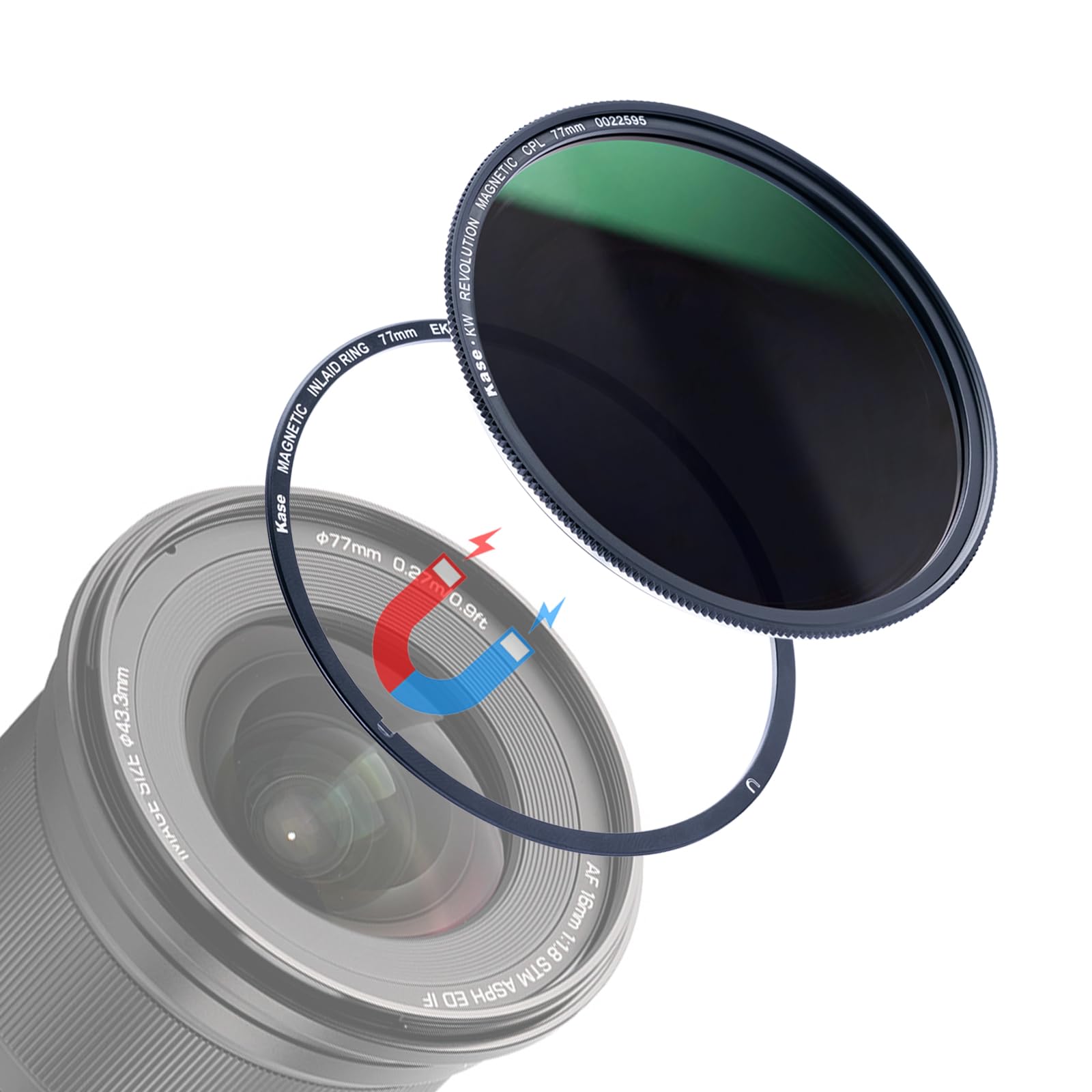 Kase 82mm Wolverine Magnetic CPL Filter with 82mm Lens Adapter Ring for Camera Lens,Shockproof Tempered Optical Glass & HD Multi Coated Circular