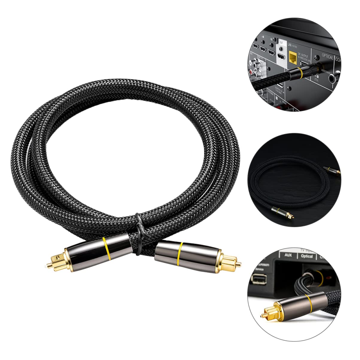 KOMBIUDA Câble Optique Audio Numérique 15m pour Tv et Barre de Son, Câble Fibre Optique Mâle-mâle Haute Conductivité, Protection Anti-oxydation, Usage Console de Jeux et Home Cinéma, Noir