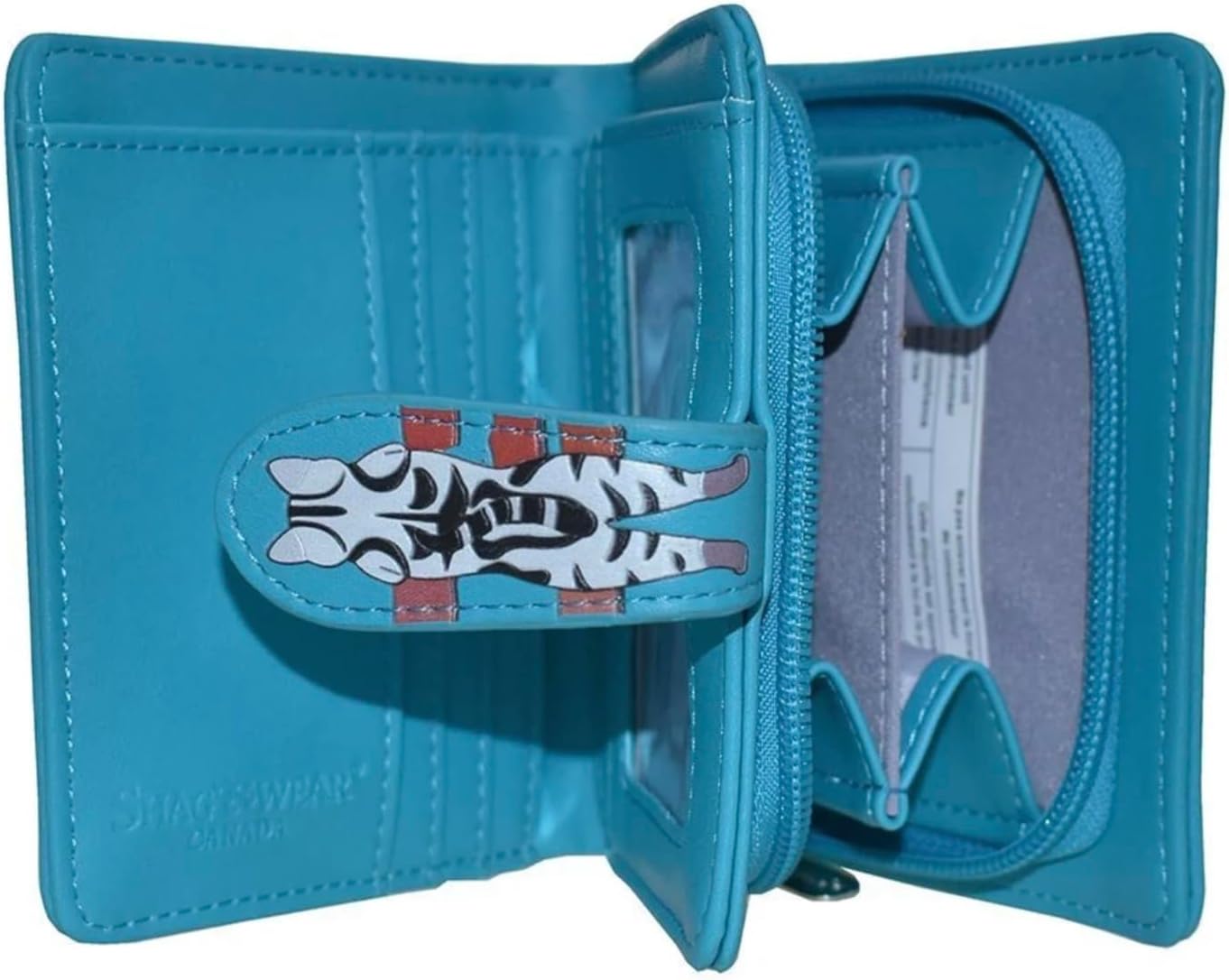 Shag Wear Cats in a Row Small Wallet for Women – Vegan Faux Leather Compact Purse with Cat Design, Animal Theme, Magnetic Snap Closure, Card and Coin Organizer Teal 4.5"