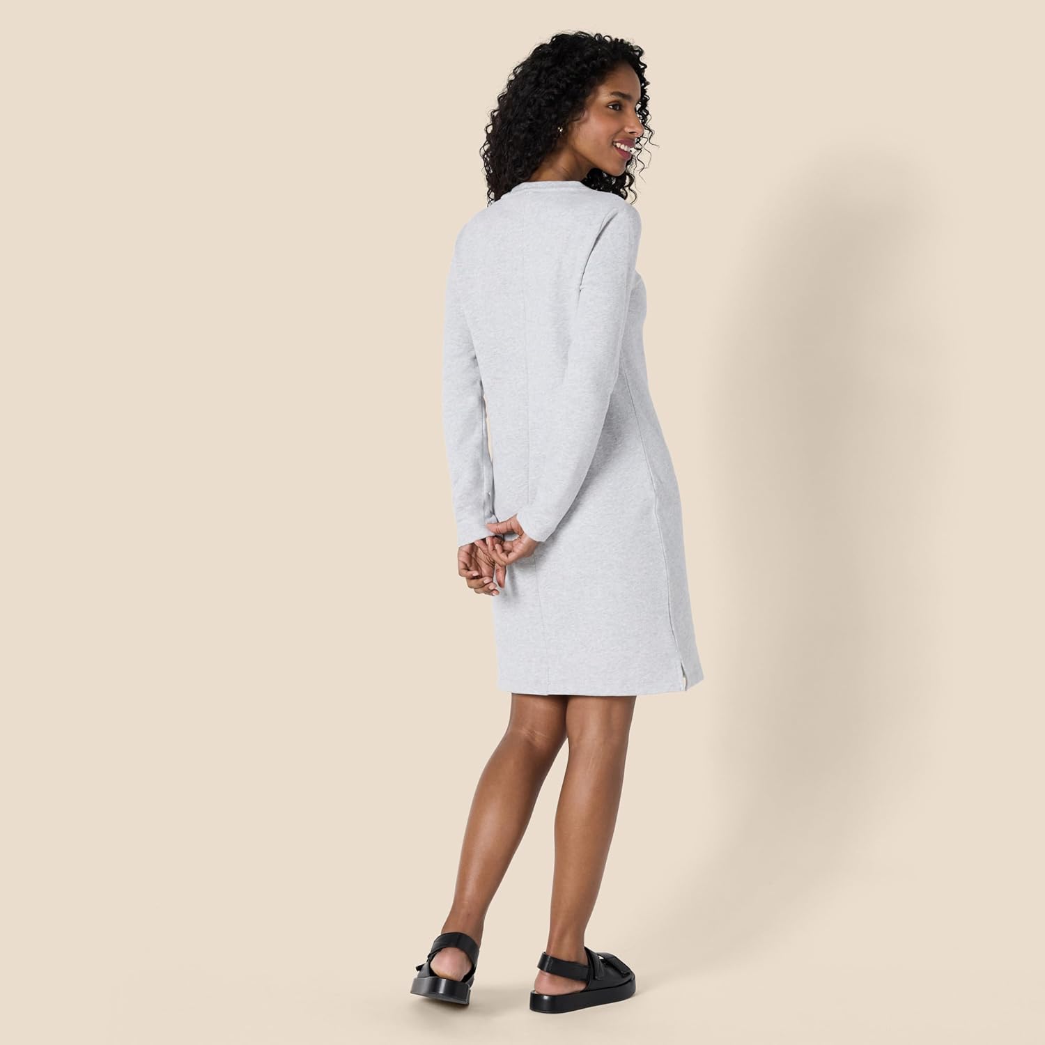 Amazon Essentials Women's Crewneck Long-Sleeve Fleece Above-The-Knee Dress - Image 3