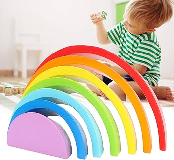 Amazon | 積み木 虹 ブロック 橋 おもちゃ 知育玩具 カラフル カラー