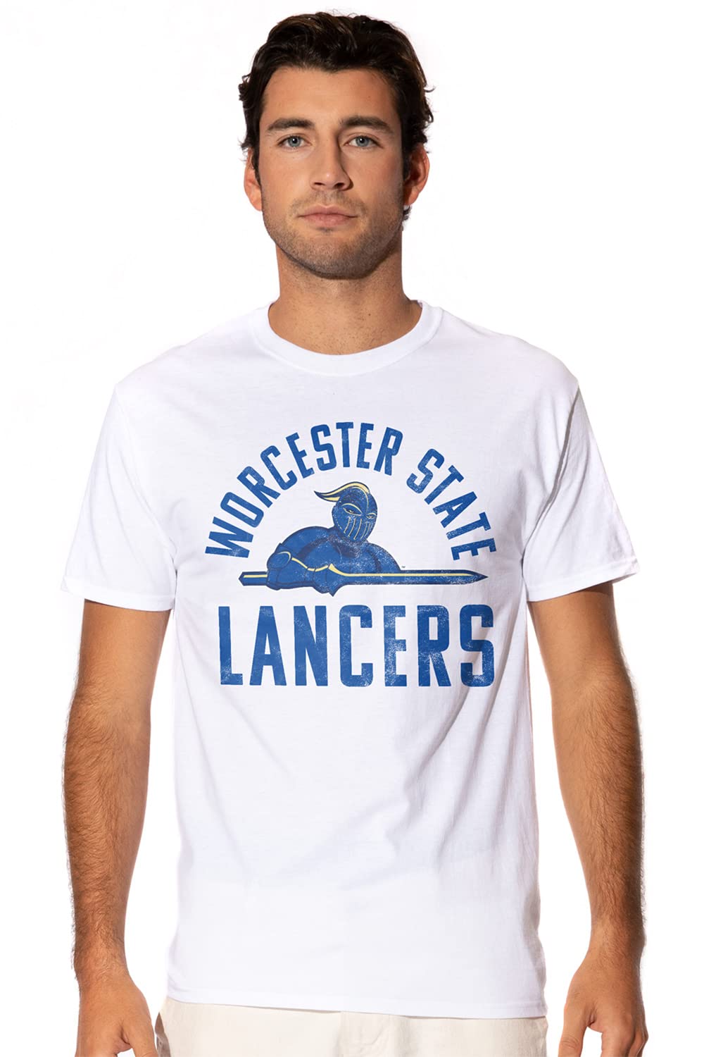 Worcester State Univeristy Official Large Logo Short Sleeve Mens Cotton T-Shirt,White, Small