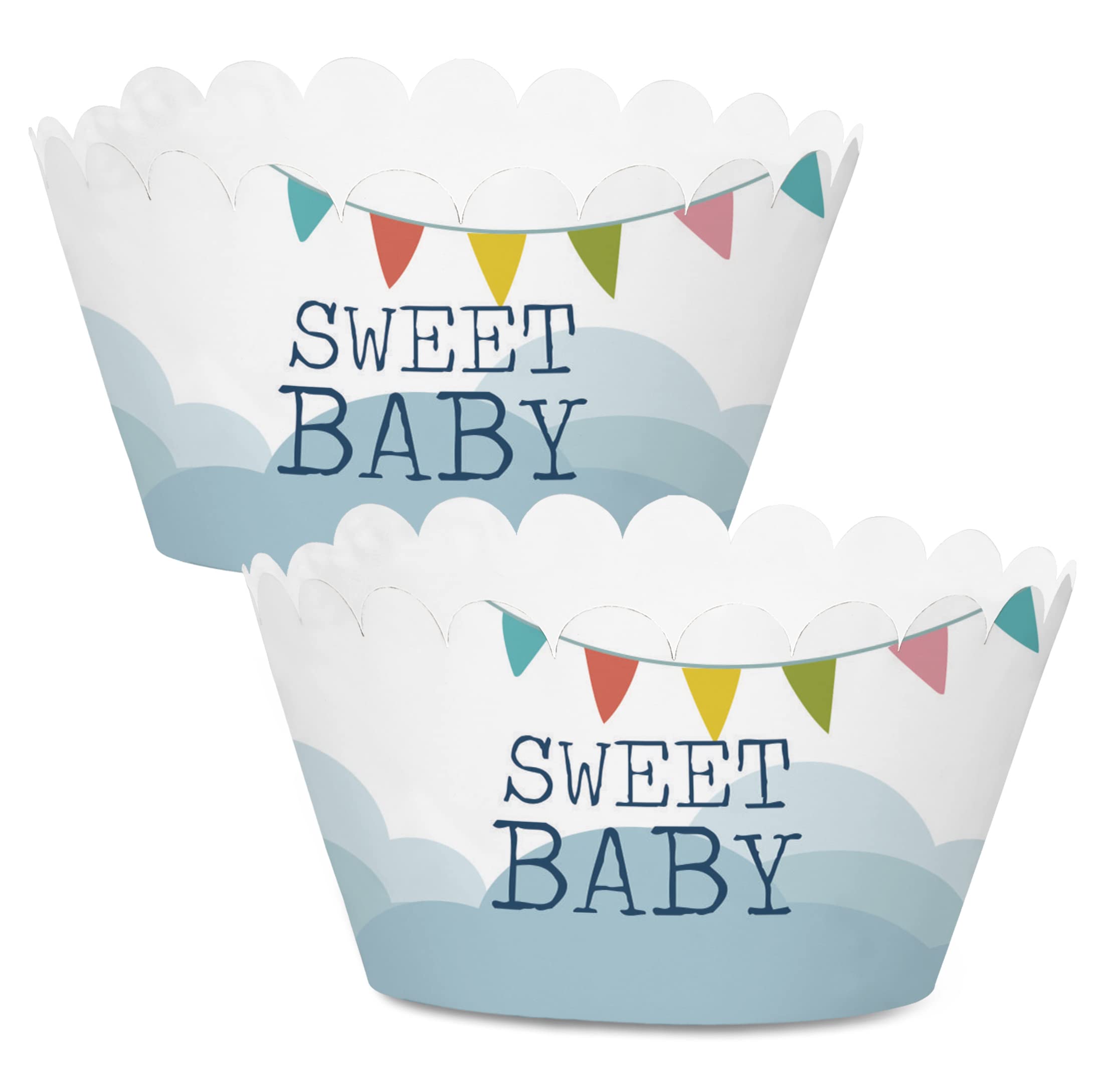 Inkdotpot Bottomless Cupcake Wrappers for Baby Shower, Animals Adjustable Cup Cake Liners Party Supplies, Baby Shower Decorations - Pack of 30