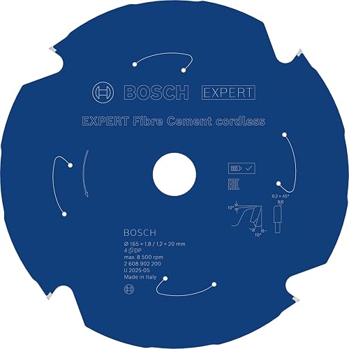 Bosch 1x Expert Fibre Cement Cordless Circular Saw Blade for Handheld Circular Saw (for Fibre Cement Boards, Ø mm, Professional Accessory Hand-Held Cordless Circular Saws, Circular Saws)