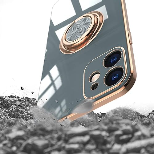 Miniatura 6 de Omorro Funda para iPhone 11 Pro con anillo, anillo de rotación de 360 grados integrado con soporte de anillo de rotación de 360 grados con chapado