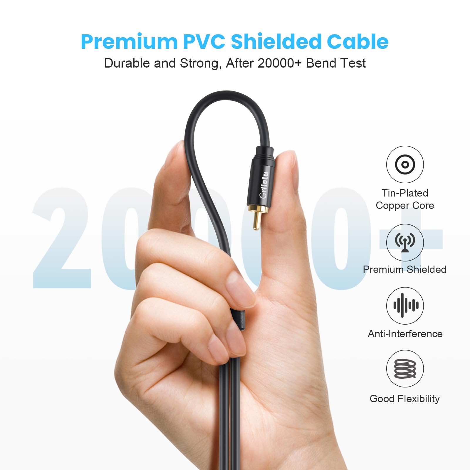 Soshine Divisor RCA Y, 1 macho a 2 cables en Y de audio macho (paquete de 2), 40 pulgadas (1 m), chapado en oro de 24 quilates, cable de subwoofer para subs, amplificadores, TV, cine en casa, sistemas