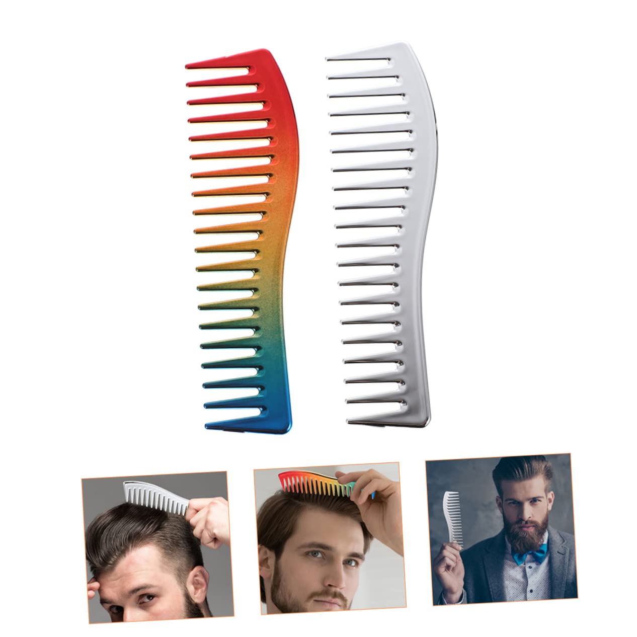 Healeved 3 Set Di Pettini Da Parrucchiere Per Uomo Pettini Per in Abs Pettine Tascabile Portatile Per Barba E 2 Pezzi * 3