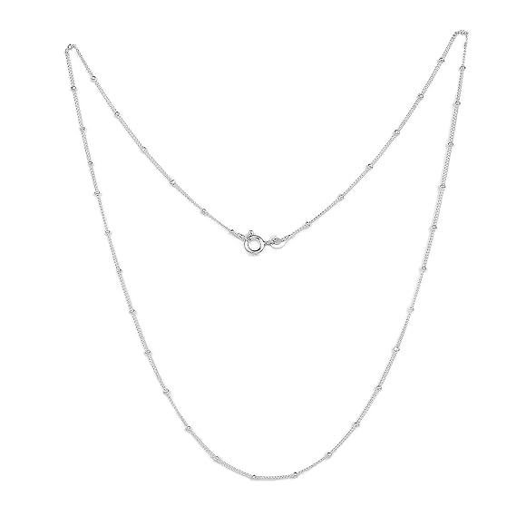 I JUELS ; LIVE THE EMOTIONS Pure 925 Sterling Silver 2 Mm Italian Silver Beaded Carb Chain for Girls, Women, Boys & Men (IJSC011-CU12CLIP) (Silver)