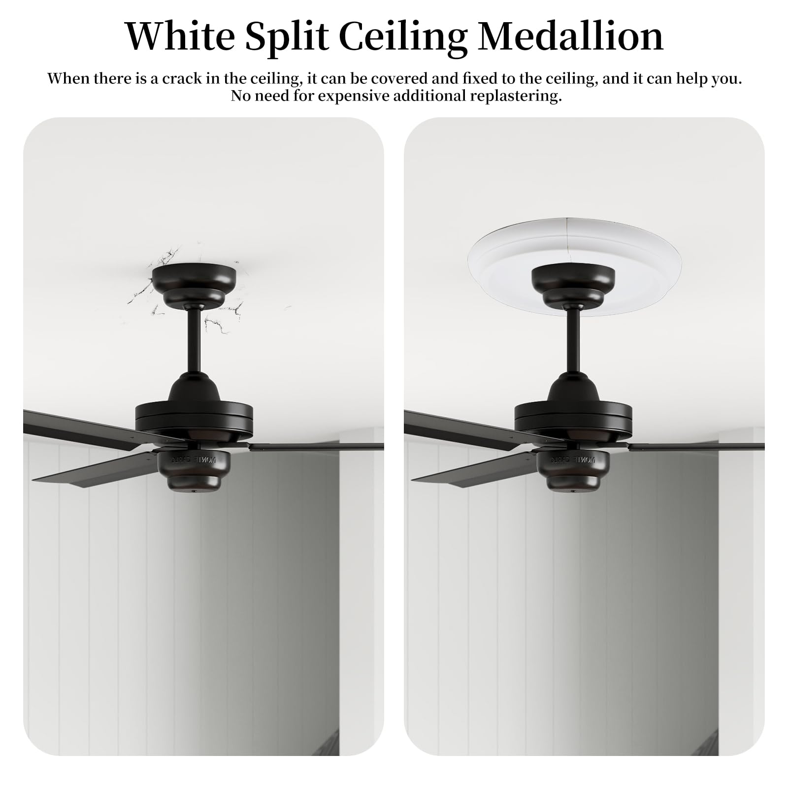 Woogim 2PCS White Split Ceiling Medallion 9.84" Diameter — Amazon image 8