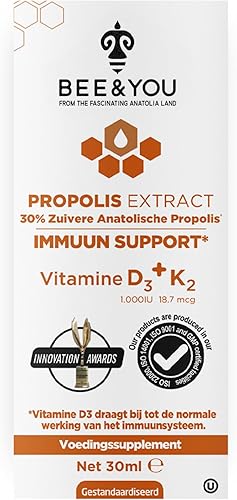 Miniatura 4 de BEE and You Extracto de propóleo 100% natural Vitamina D3 K2 de alta potencia, suplemento de apoyo inmunológico, antioxidantes, desintoxicación