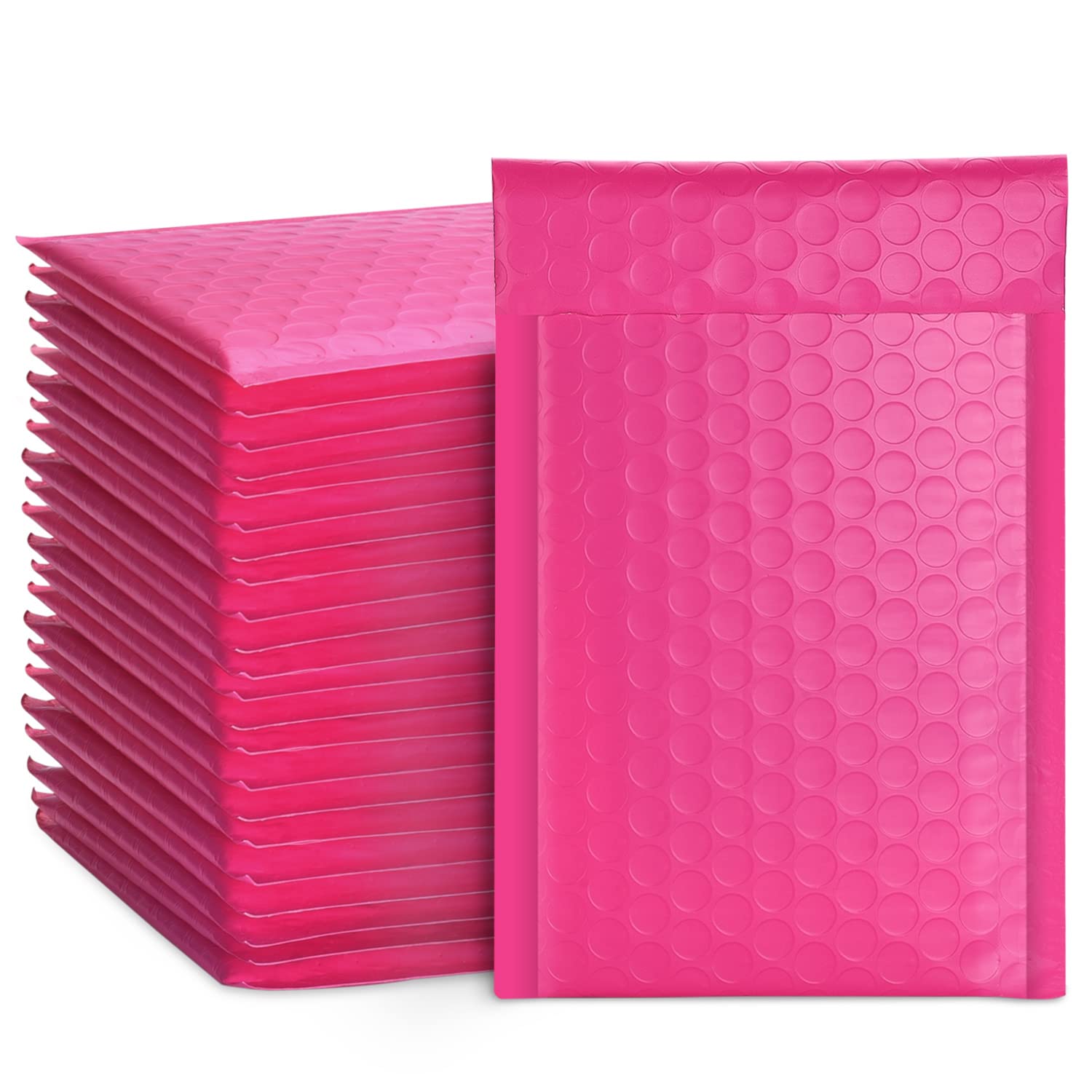 Metronic Bubble Mailers 4x8 Inch 100 Pack, Hot Pink Bubble Mailers, Waterproof,Self Seal Padded Envelopes, Cushioning Bubble Envelopes Packaging for Small Business, Jewelry, Makeup Supplies, Bulk#000