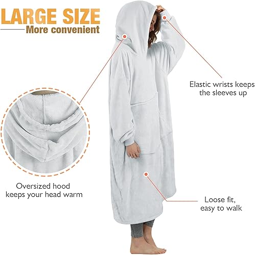 Miniatura 4 de Catalonia Oversized Blanket Hoodie Sweatshirt, Fleece Pullover with Large Front Pocket, for Adults Men Women