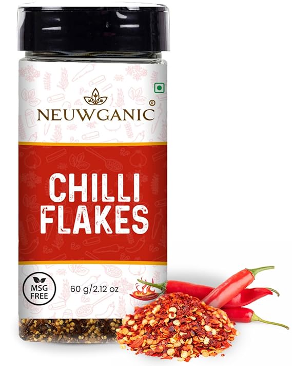 Neuwganic - Red Chilli Flakes | Spicy & Aromatic Spice Mix Sprinkler | Italian Seasoning for Italian Cuisines | Ideal for Pizza, Pasta & More | 60 Gm