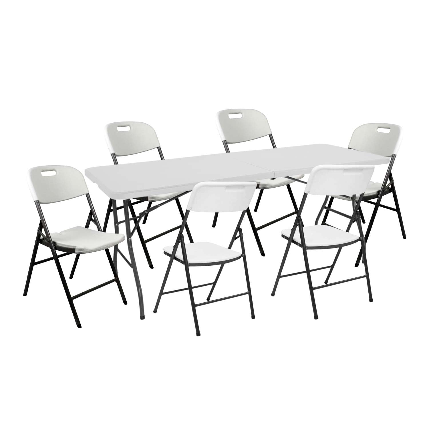 Orion91 Conjunto Plegable Mesa 180cm y 6 Sillas con Asa Catering O91