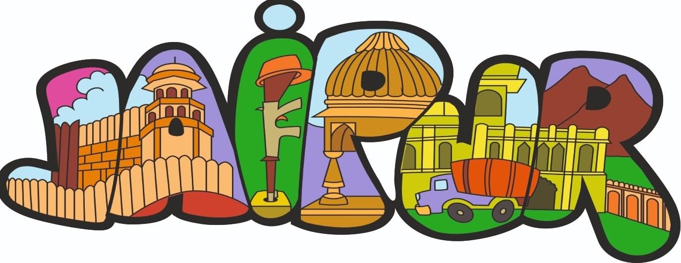 Wooden MDF Jaipur Fridge Magnet, Multicolour, Fridge Magnet Idol for Home Decor (12 x 5 CM)