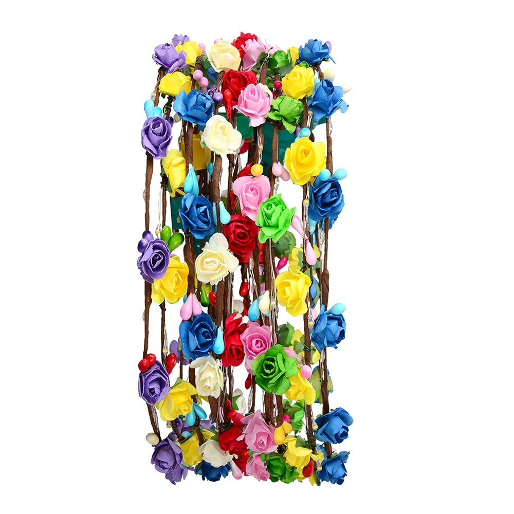 9 Pcs Led Flower Headband Light Up, (20 Hours Works Led Floral Headbands), Include 10 Paper Flowers and 10 Led Light Up Floral Headbands by AniSqui